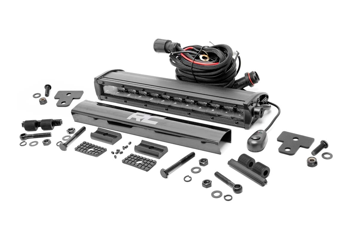 Rough Country 97001 LED Light | Bumper Mount | 12" Black Single Row | Can-Am Defender HD 8/HD 9/HD 10