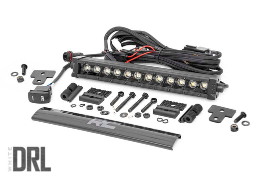 Rough Country 97004 LED Light | Bumper Mount | 12" Black Single Row | White DRL | Can-Am Defender HD 8/HD 9/HD 10