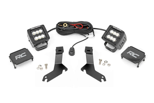Rough Country 82283 LED Light Kit | Ditch Mount | 2" Black Pair | Flood | Chevy Silverado 1500 (99-06)/Tahoe (00-06)