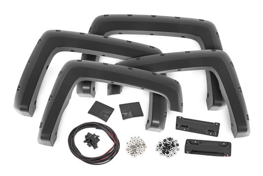 Rough Country F-C11412B-GBA Pocket Fender Flares | 6'7" & 8' Bed | GBA Black | Chevy Silverado 1500 (14-18)/ 2500HD (15-19)