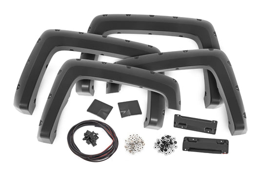 Rough Country F-C11412B-GB8 Pocket Fender Flares | 6'7" & 8' Bed | GB8 Mosaic Black | Chevy Silverado 1500 (14-18)/2500HD