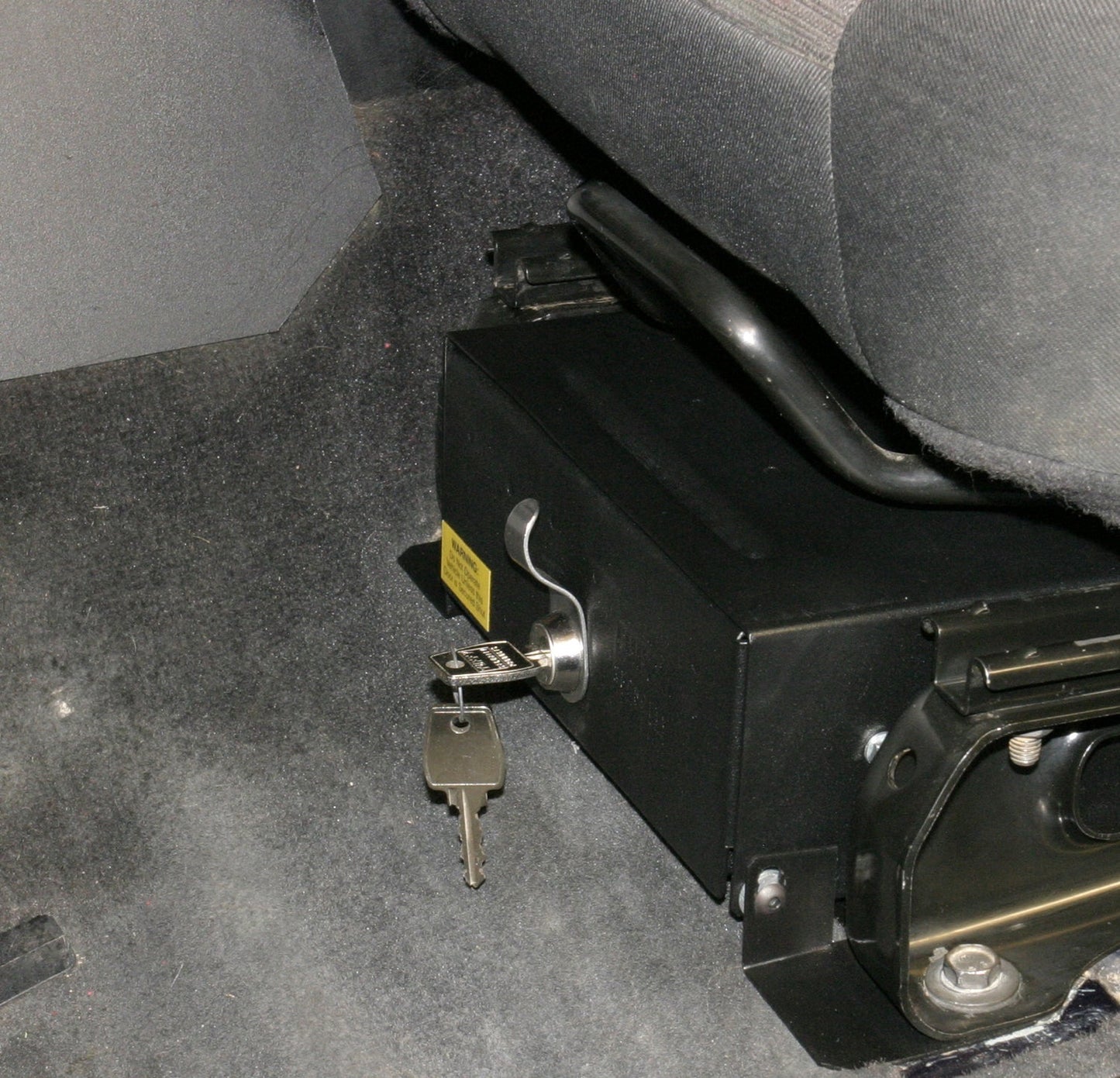 Front Driver Side Underseat Drawer - '97-06 Wrangler TJ; w/o Flip Seat (Black, Standard Key)