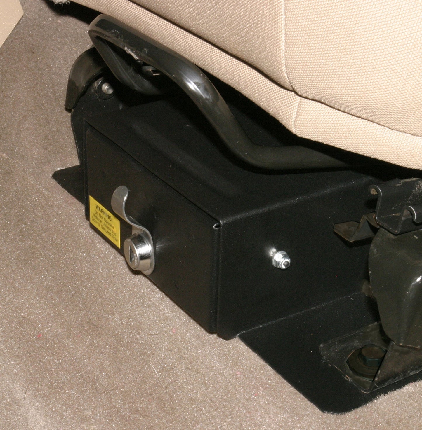 Front Driver Side Underseat Drawer - '97-02 Wrangler TJ; w/ Flip Seat (Black; Standard Key)