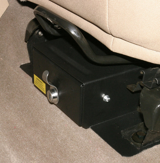Front Driver Side Underseat Drawer - '97-02 Wrangler TJ; w/ Flip Seat (Black; Standard Key)