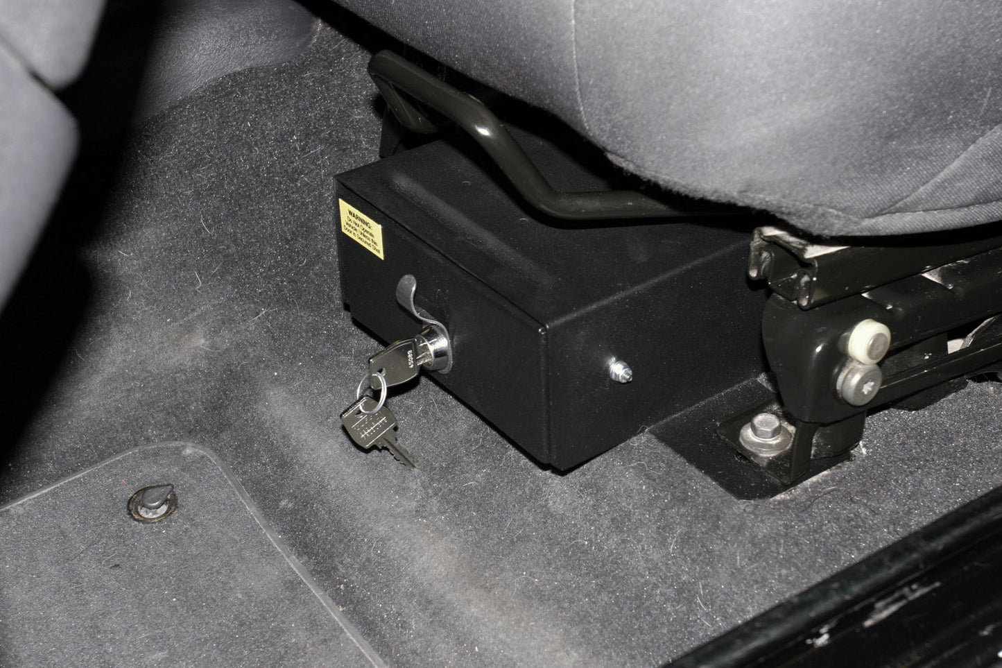 Front Driver Side Underseat Drawer - '03-06 Wrangler TJ; w/ Flip Seat (Black; Standard Key)