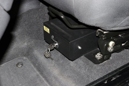Front Driver Side Underseat Drawer - '03-06 Wrangler TJ; w/ Flip Seat (Black; Standard Key)