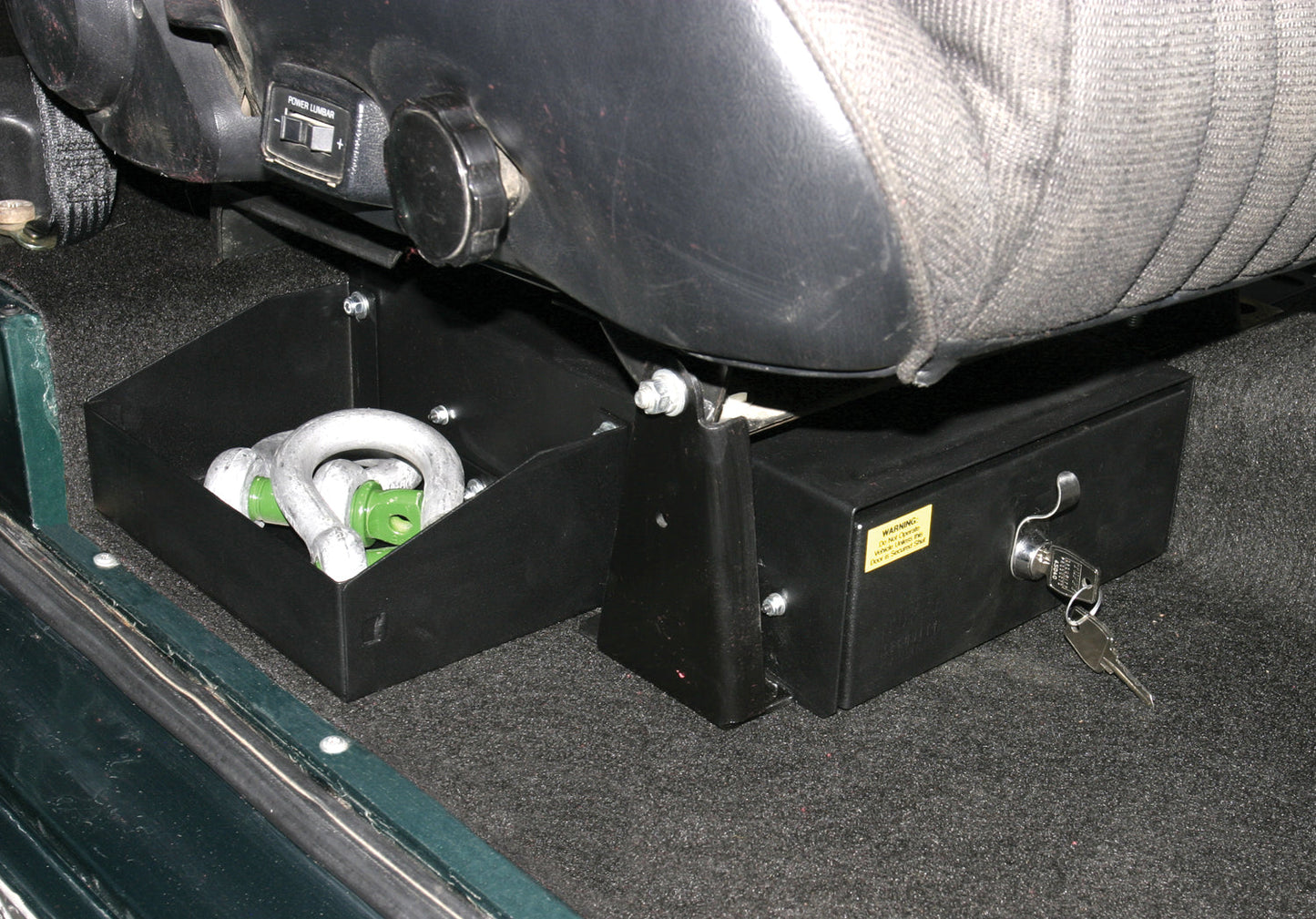 Front Passenger Side Underseat Drawer - '66-77 Bronco (Black; Standard Key)