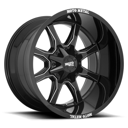 Moto Metal MO970 20X10 5X5.5/150 G-BLK MILLSPK 12MM