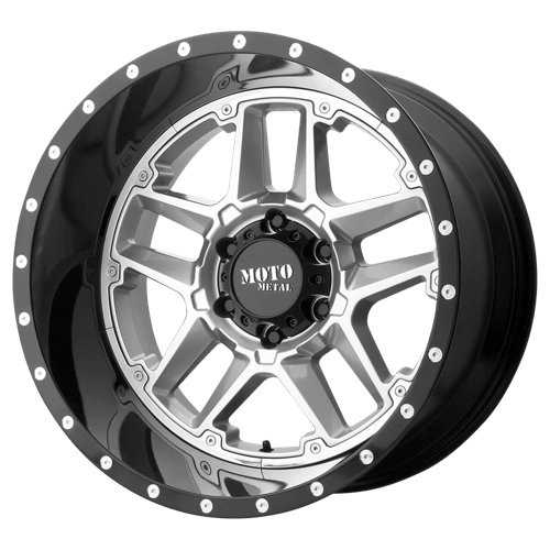 Moto Metal MO987 20X12 5X5.5 G-SLV G-BLK LP -44MM