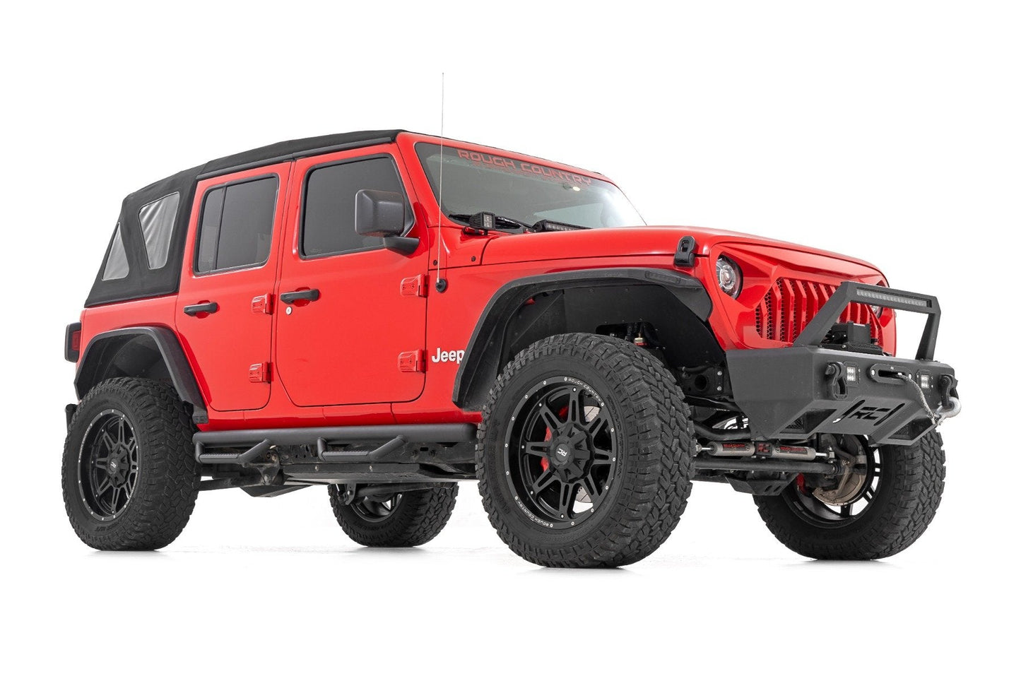 Rough Country RCJ1866B Nerf Steps | Wheel to Wheel | 4 Door | Jeep Wrangler Unlimited 4WD (18-25)