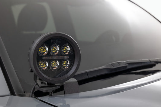 Rough Country 71085 LED Light Kit | Ditch Mount | Black Series Round | 3.5 Inch | Amber DRL | Toyota Tacoma (16-23)