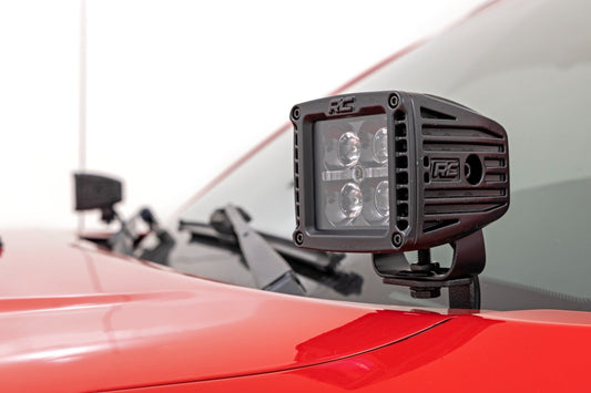 Rough Country 71090 LED Light Kit | Ditch Mount | 2" Black Pair | Amber DRL | Toyota Tacoma (05-15)