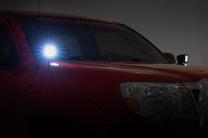 Rough Country 71092 LED Light Kit | Ditch Mount | Black Series Round | 3.5 Inch | Amber DRL | Toyota Tacoma (05-15)