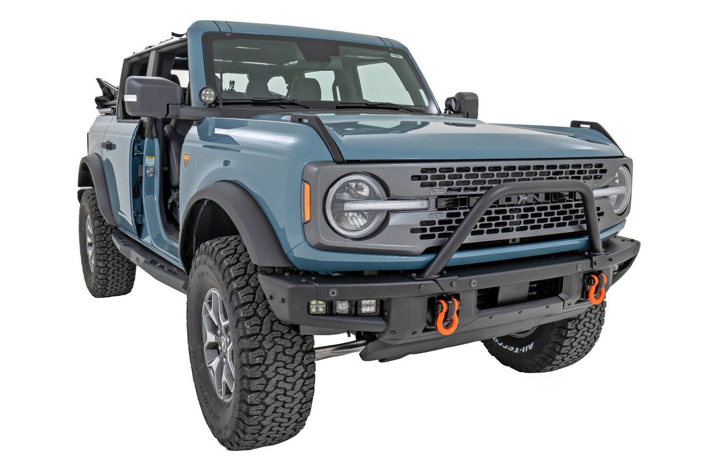 Rough Country 51111 Safari Bar | 3.5" Round LED (Pair) | Black | Amber DRL | OE Modular Steel | Ford Bronco (21-25)