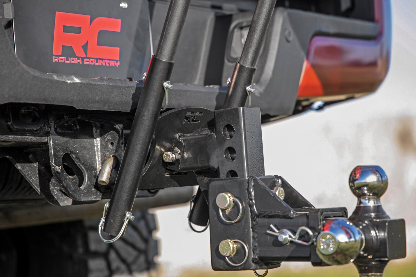 Rough Country 117504 Flag Pole Holder | Dual | 2 Inch Hitch | w/ Flag Poles
