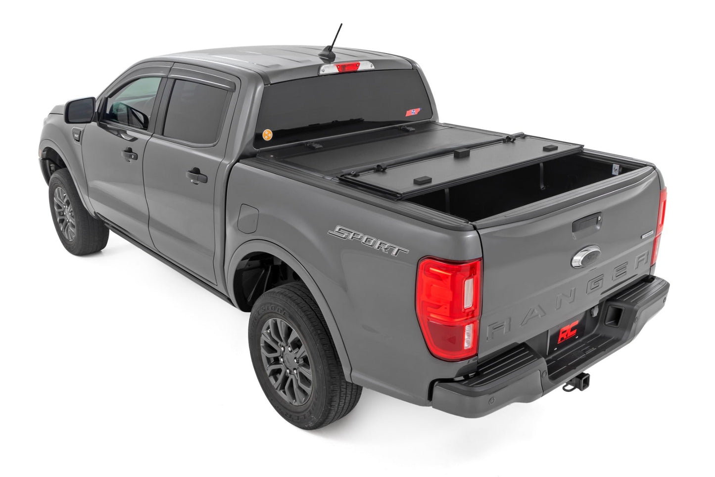 Rough Country 49220500 Hard Tri-Fold Flip Up Bed Cover | 5' Bed | Ford Ranger 2WD/4WD (2019-2023)
