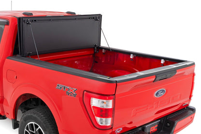 Rough Country 49220550 Hard Tri-Fold Flip Up Bed Cover | 5'7" Bed | Ford F-150 2WD/4WD (2015-2020)