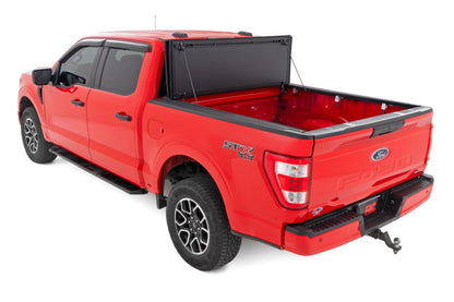 Rough Country 49220550 Hard Tri-Fold Flip Up Bed Cover | 5'7" Bed | Ford F-150 2WD/4WD (2015-2020)