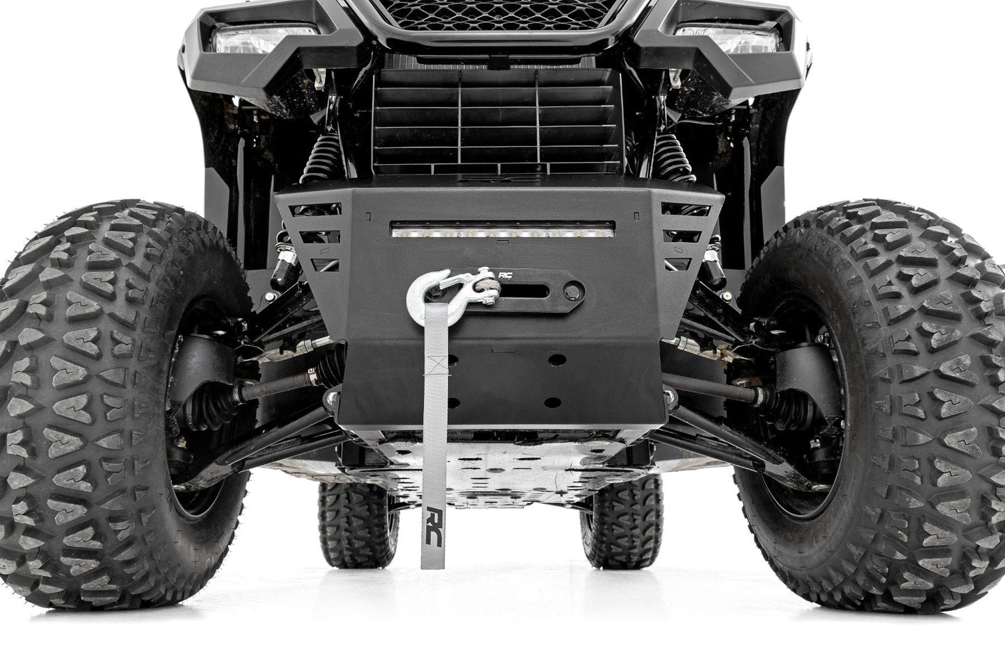 Rough Country 92078 Winch Plate | 10" Black Slimline | Honda Pioneer 520