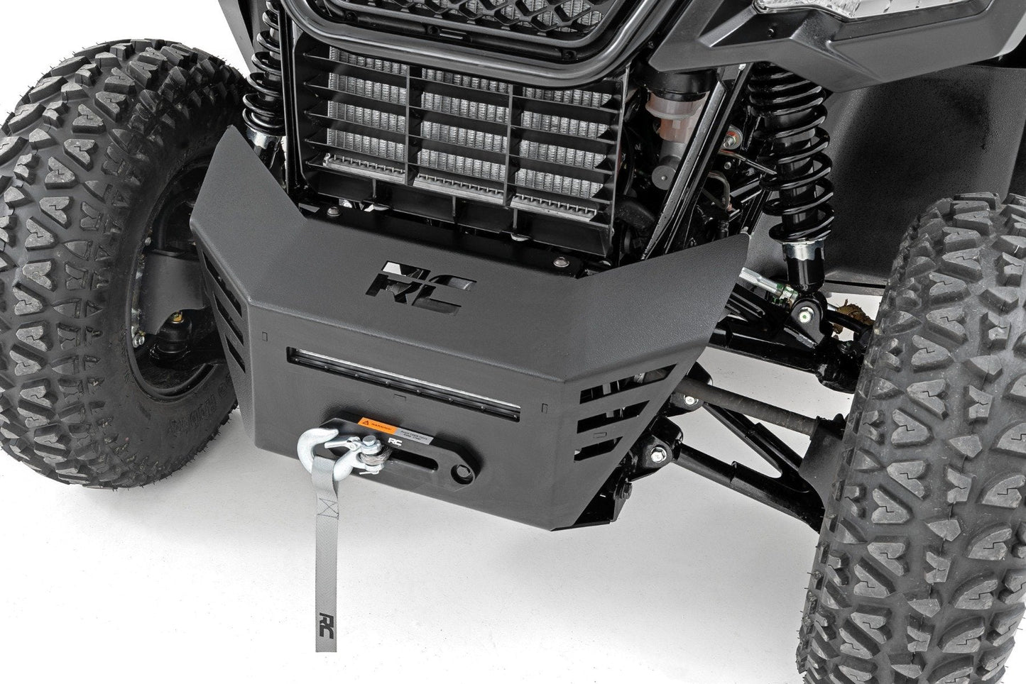 Rough Country 92079 Winch Plate | 4500-LB Winch | 10" Black Slimline | Honda Pioneer 520