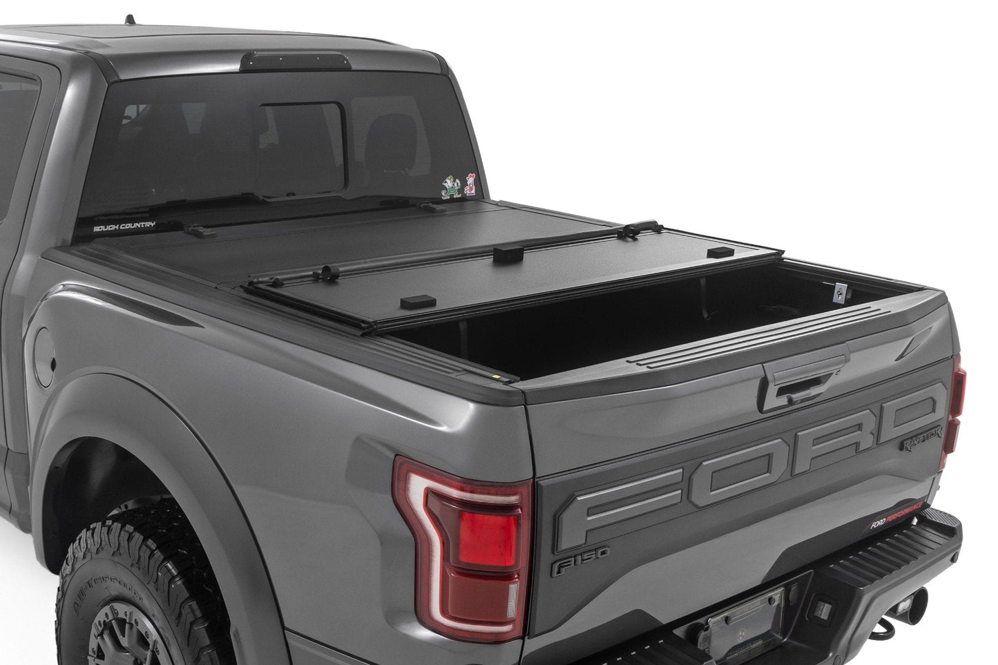 Rough Country 49221550 Hard Tri-Fold Flip Up Bed Cover | 5'7" Bed | Ford F-150 (21-25)/F-150 Lightning (22-25)