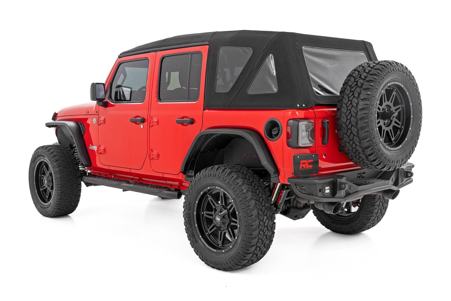 Rough Country 21016 Oval Nerf Steps | 4 Door | Black | Jeep Wrangler Unlimited 4WD (2018-2025)