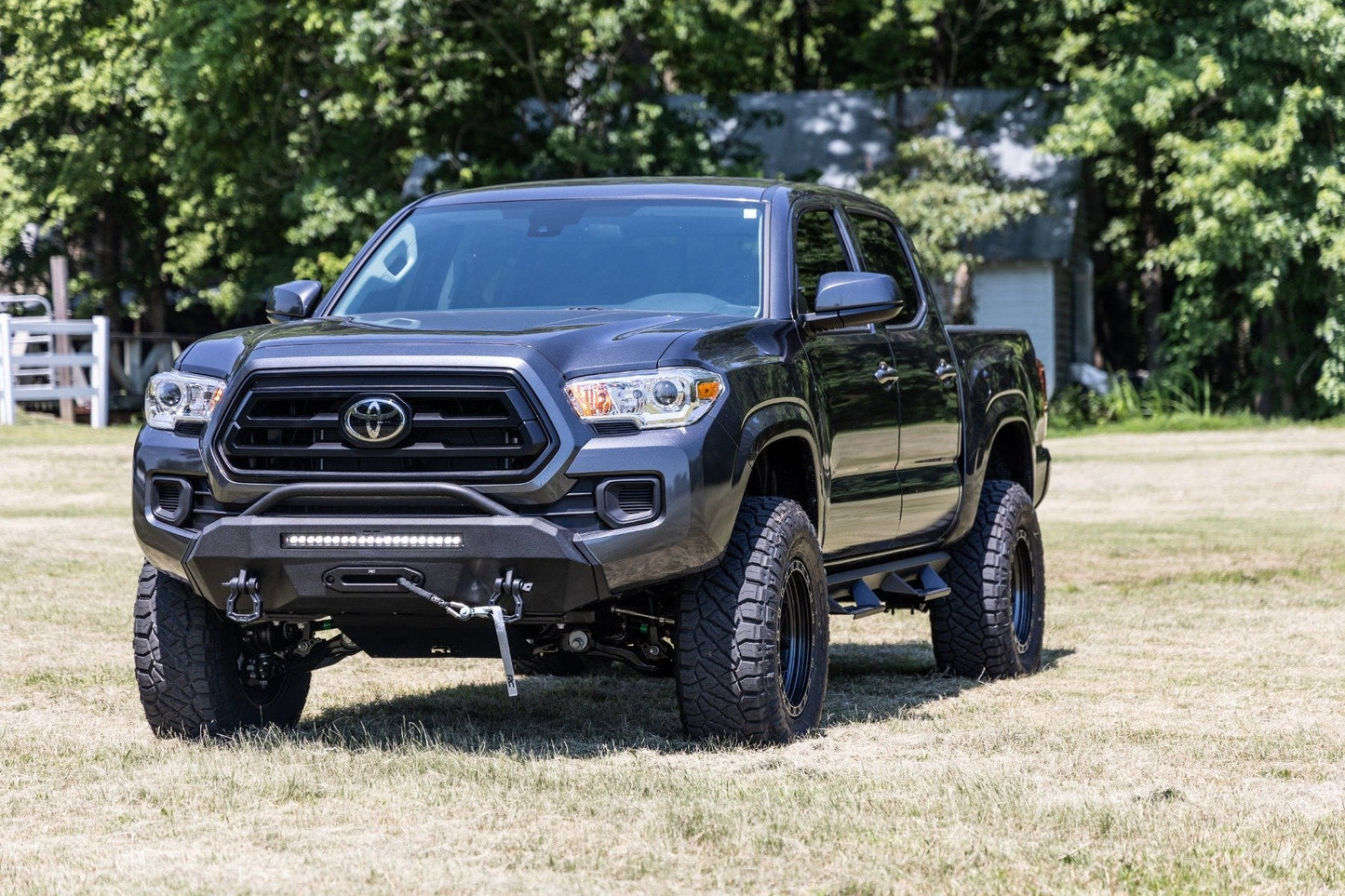 Rough Country 10715 Front Bumper | Hybrid | 12000-Lb Pro Series Winch | Synthetic Rope | Toyota Tacoma (16-23)