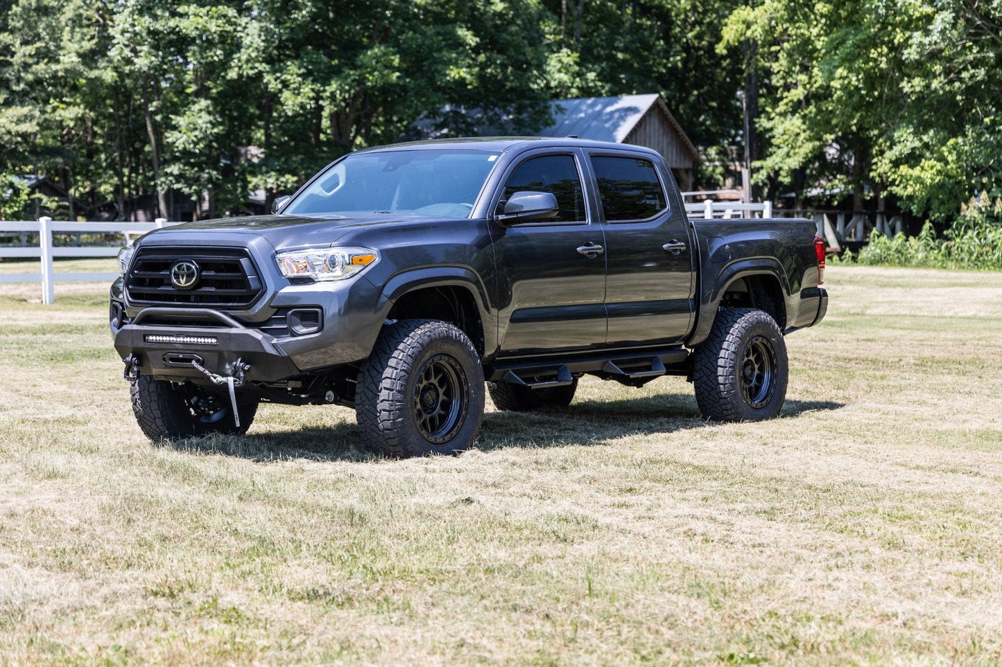 Rough Country 10715 Front Bumper | Hybrid | 12000-Lb Pro Series Winch | Synthetic Rope | Toyota Tacoma (16-23)
