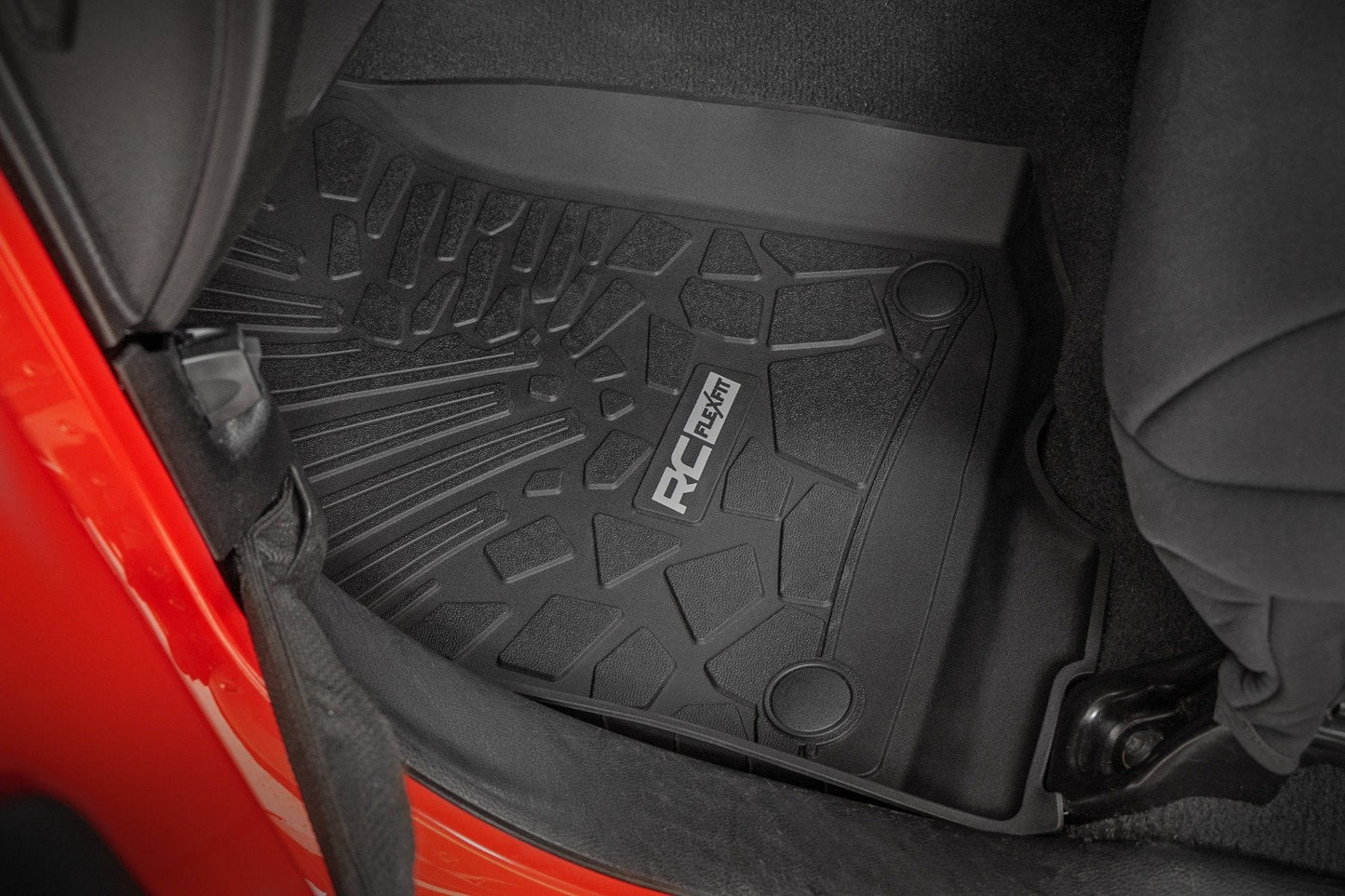 Rough Country FF-61501 Flex-Fit Floor Mats | FR & RR | RR Lockable | Jeep Gladiator JT 4WD (20-25)