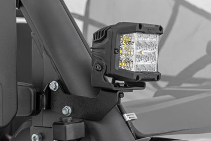Rough Country 96105 LED Light Kit | Cage Mount | 2" Black Pair | Amber DRL | CFMOTO UFORCE 1000