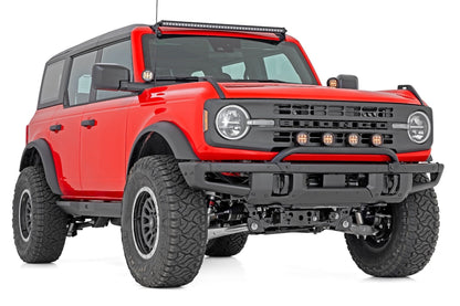 Rough Country 51136 Light Bar Mount | 3.5" Round LED (Quad) | Black | Amber DRL | OE Modular Steel | Ford Bronco (21-24)