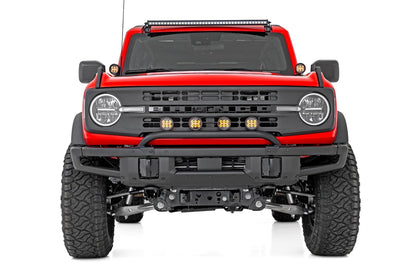 Rough Country 51136 Light Bar Mount | 3.5" Round LED (Quad) | Black | Amber DRL | OE Modular Steel | Ford Bronco (21-24)