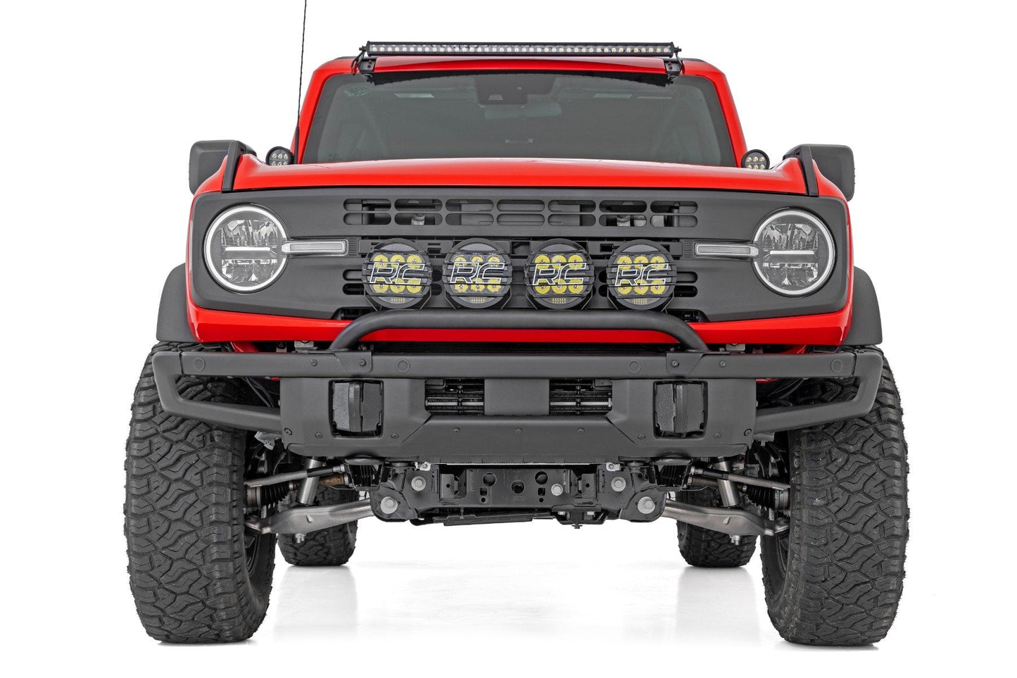 Rough Country 51137 Light Bar Mount | 6.5 Inch Round LED (Quad) | OE Modular Steel | Ford Bronco (21-25)