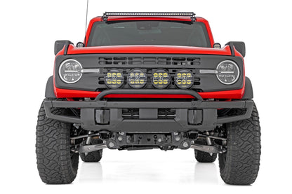 Rough Country 51137 Light Bar Mount | 6.5 Inch Round LED (Quad) | OE Modular Steel | Ford Bronco (21-25)