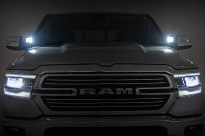 Rough Country 82292 LED Light Kit | Ditch Mount | 2" Black Pair | White DRL | Ram 1500 (19-26)