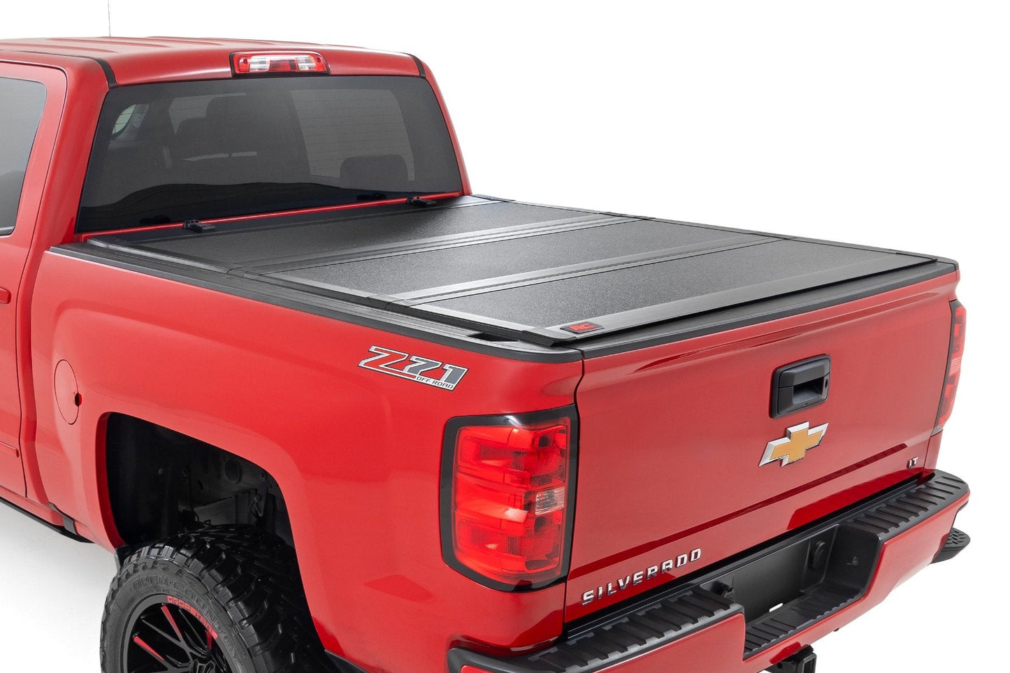 Rough Country 49119651 Hard Tri-Fold Flip Up Bed Cover | 6'7" Bed | Rail Cap | Chevy/GMC 1500/2500HD/3500HD (14-19)