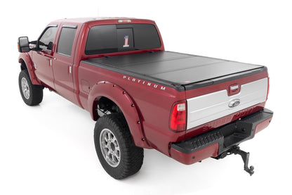 Rough Country 49214651 Hard Tri-Fold Flip Up Bed Cover | 6'10" Bed | Ford F-250/F-350 Super Duty (99-16)