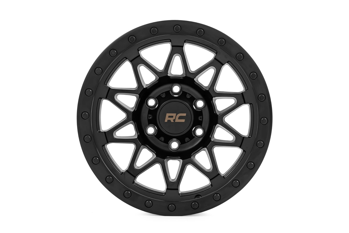 Rough Country 78181212B Rough Country 78 Series Wheel | Simulated Beadlock | Black | 18x9 | 6x5.5 | -12mm