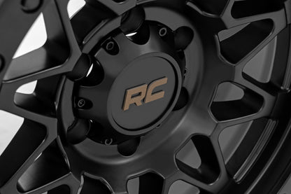 Rough Country 78170913B Rough Country 78 Series Wheel | Simulated Beadlock | Black | 17x8.5 | 5x4.5 | +0mm