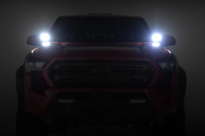 Rough Country 72103 LED Light Kit | Ditch Mount | 2" Black Pair | White DRL | Toyota Tacoma (24-25)
