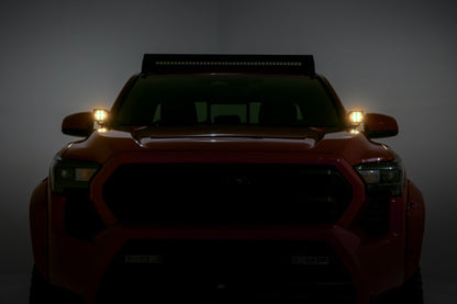 Rough Country 72106 LED Light Kit | Ditch Mount | Black Series Round | 3.5 Inch | Amber DRL | Toyota Tacoma (24-25)