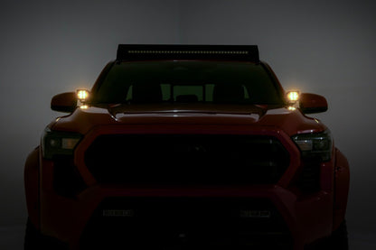 Rough Country 72104 LED Light Kit | Ditch Mount | 2" Black Pair | Amber DRL | Toyota Tacoma (24-25)