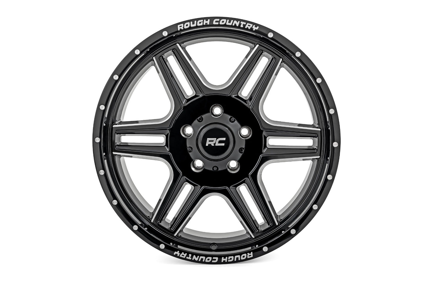 Rough Country 92180912 Rough Country 92 Series Wheel | Machined One-Piece | Gloss Black | 18x9 | 6x5.5 | +0mm