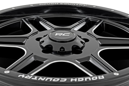 Rough Country 92200914 Rough Country 92 Series Wheel | Machined One-Piece | Gloss Black | 20x9 | 5x5.5 | +0mm