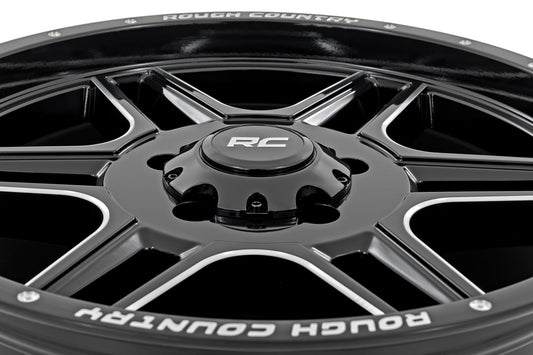 Rough Country 92200912 Rough Country 92 Series Wheel | Machined One-Piece | Gloss Black | 20x9 | 6x5.5 | +0mm