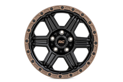 Rough Country 79170917 Rough Country 79 Series Wheel | One-Piece | Semi Gloss Black w/Bronze Ring | 17x8.5 | 6x135 | 0mm