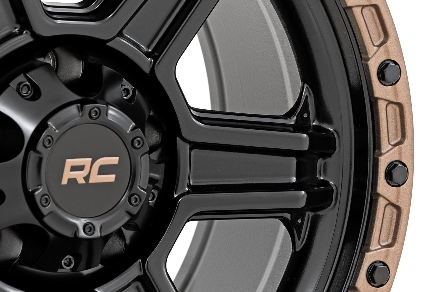 Rough Country 79170917 Rough Country 79 Series Wheel | One-Piece | Semi Gloss Black w/Bronze Ring | 17x8.5 | 6x135 | 0mm