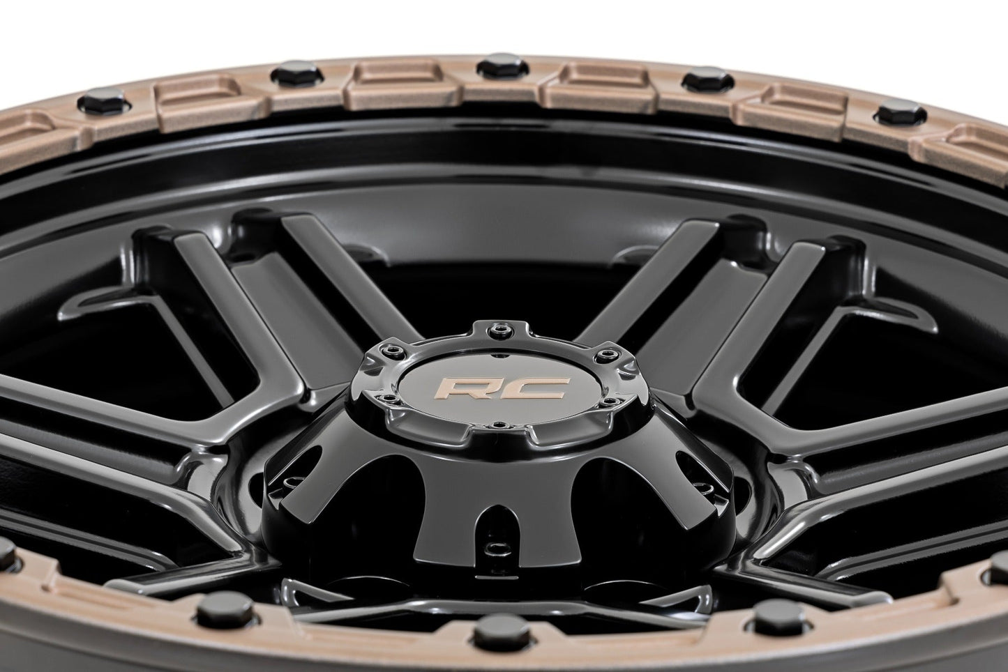 Rough Country 79181218A Rough Country 79 Series Wheel | One-Piece | Semi Gloss Black w/Bronze Ring | 18x9 | 5x5 | -12mm