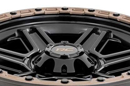 Rough Country 79150813 Rough Country 79 Series Wheel | One-Piece | Semi Gloss Black w/Bronze Ring | 15x8 | 5x4.5 | -19mm