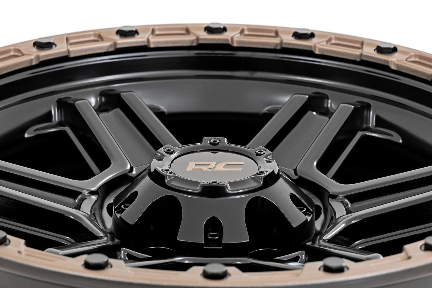 Rough Country 79180917A Rough Country 79 Series Wheel | One-Piece | Semi Gloss Black w/Bronze Ring | 18x9 | 6x135 | 0mm